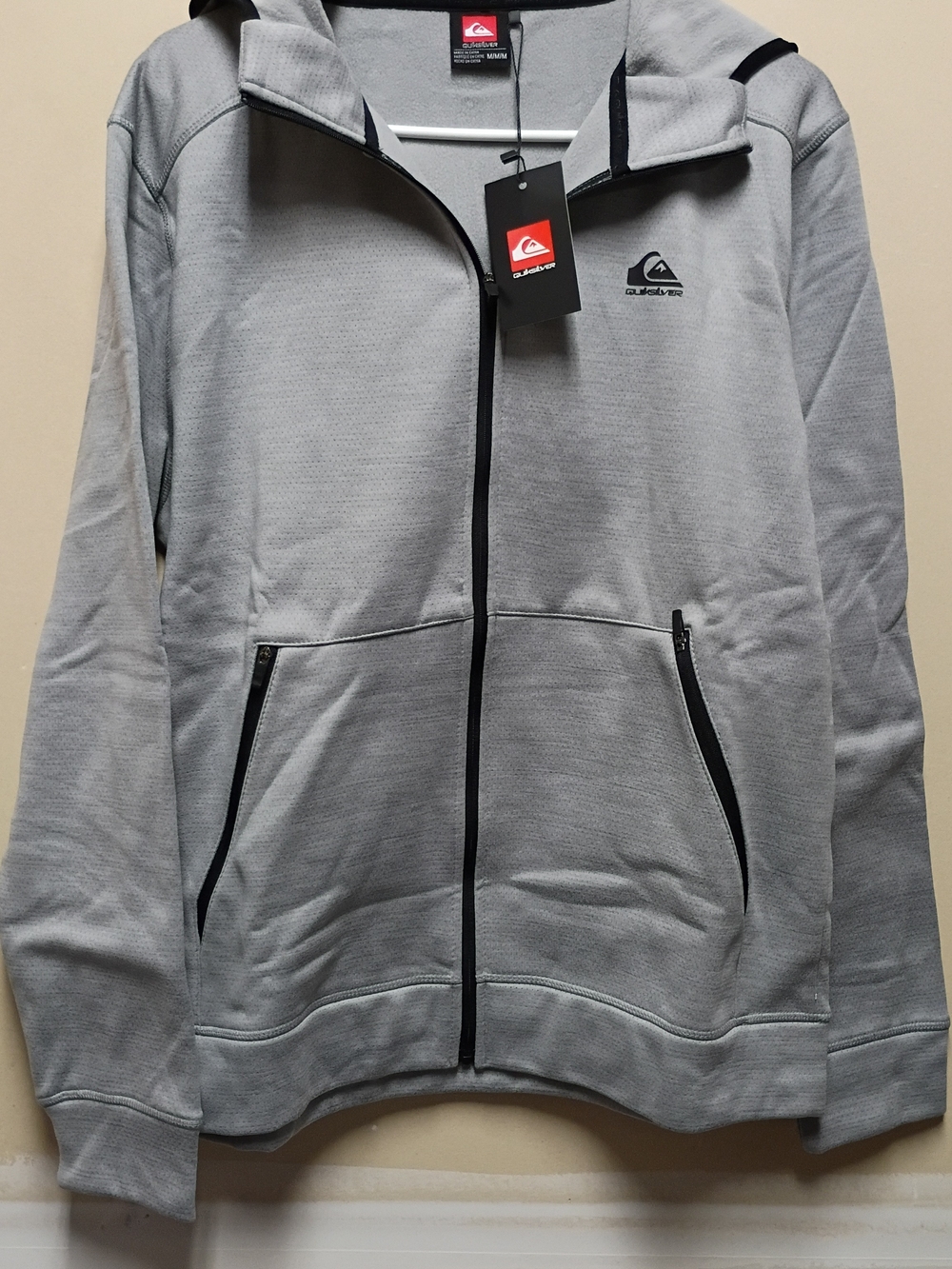 Quiksilver Light Gray Zip-Up Hoodie with Hood